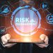 leverage Risk Management and Assessment for Business Investment Concept. Modern graphic interface showing symbols of strategy in risky plan analysis to control unpredictable loss and build financial safety.